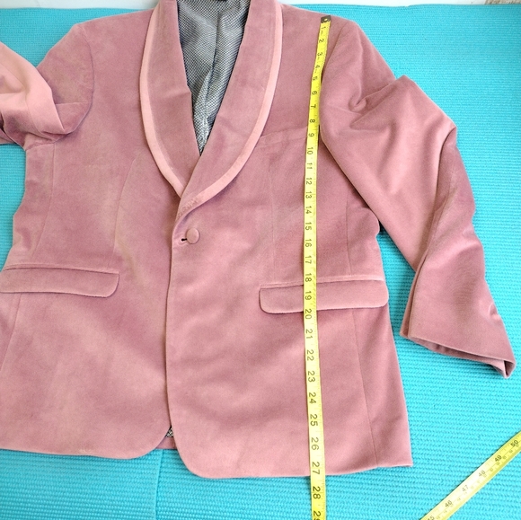 Allure Men Dusty Rose Pink Velvet Slim Fit Jacket Size 40S/0 - Picture 8 of 16